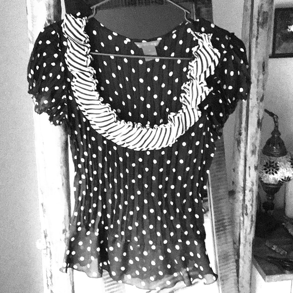 Black & White Dressy Polka Dot Top